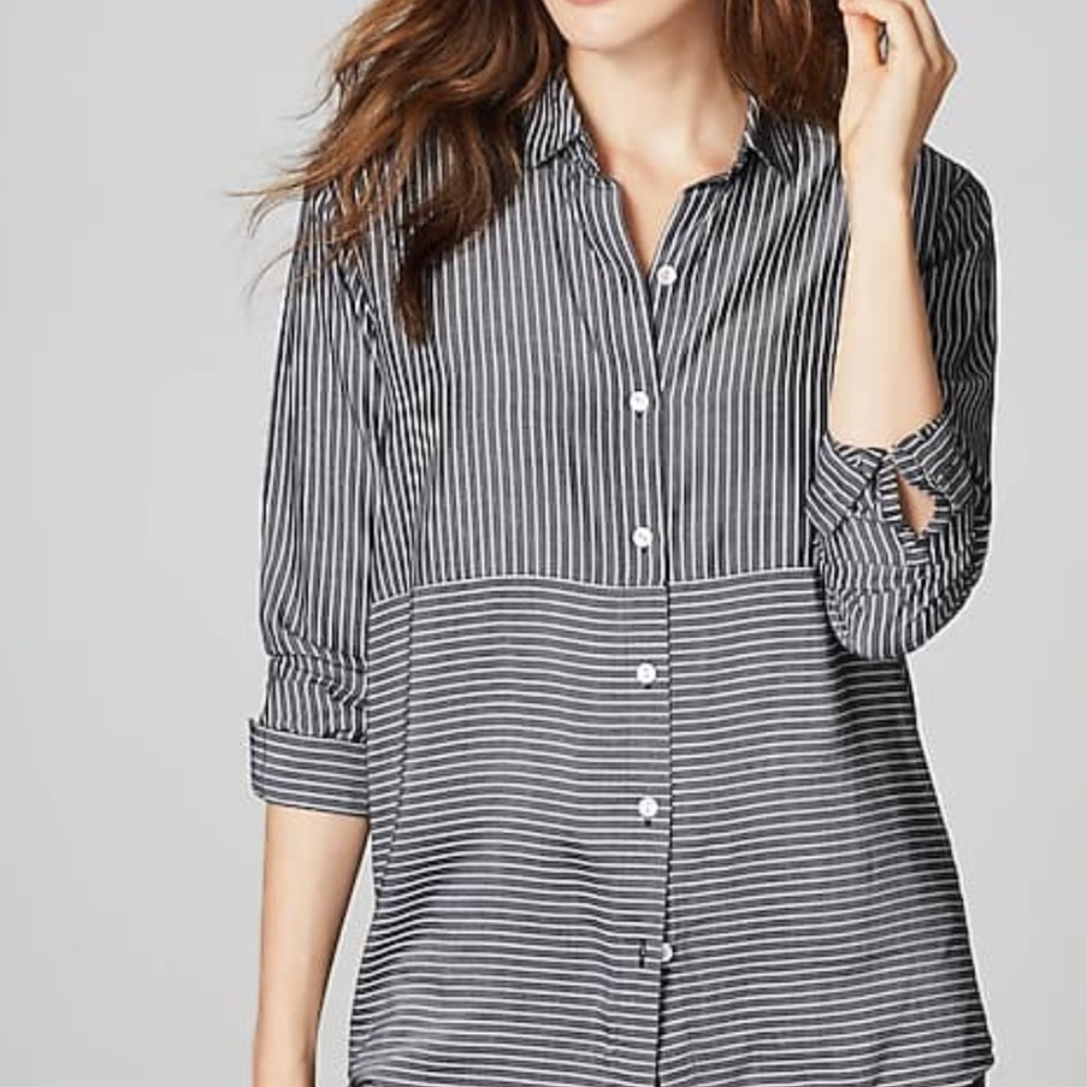 SOLD J.Jill (L) Button down stripe blouse